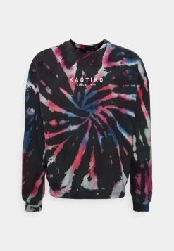 Kaotiko CREW TIE DYE SPIRAL UNISEX - Sweatshirt - Black/purple