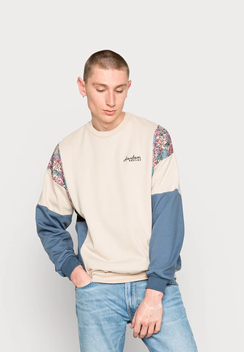 Kaotiko CREW BRUCE UNISEX - Sweatshirt - Beige/prusia 3 Kaotiko CREW BRUCE UNISEX - Sweatshirt - Beige/prusia