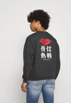 Kaotiko CREW JAPAN LIPS UNISEX - Sweatshirt - Black Wash
