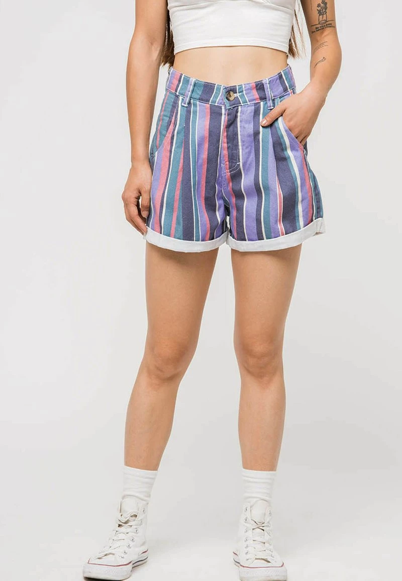 Kaotiko - Damen GESTREIFTE PINZETTE - Jeans Shorts - Mehrfarbig 3 Kaotiko - Damen GESTREIFTE PINZETTE - Jeans Shorts - Mehrfarbig